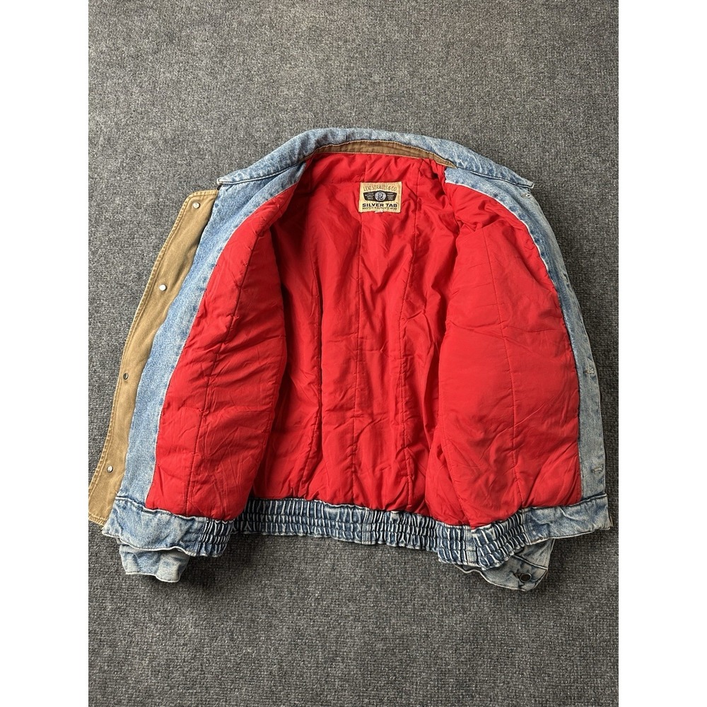 Mens 1990s Levis SilverTab Denim Bomber Jacket Blue, Size L - Picture 4 of 11